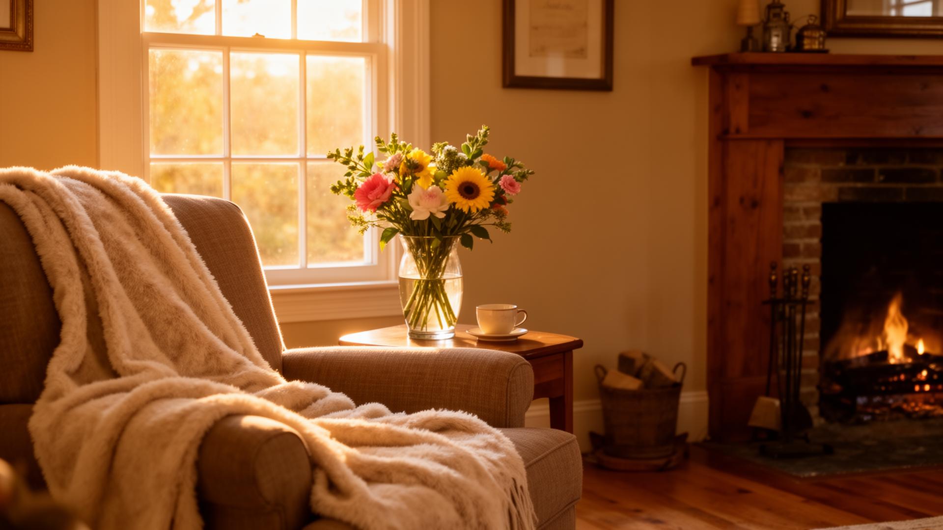 A cozy Pennsylvania living room with a sunlit window